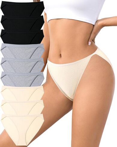 J-pone 9 PACK Cotton Underwear for Women Sexy High Cut String Bikini Panties Full Coverage Bikini Underwear Soft Briefs in Saudi Arabia
