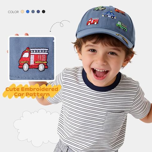 Kids Baseball Caps for Boys Girls Fire Truck Excavator Hat with Sunglasses Summer Toddler Sun Hat Age 3-8 in Saudi Arabia