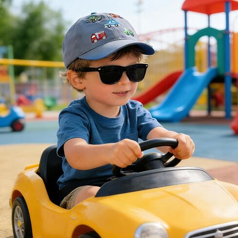 Kids Baseball Caps for Boys Girls Fire Truck Excavator Hat with Sunglasses Summer Toddler Sun Hat Age 3-8 in Saudi Arabia