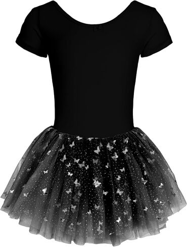 Ballet Leotards for Girls Bow Back Butterfly Sequin Tutu Skirt Ballet Dance Practice Dress in Saudi Arabia