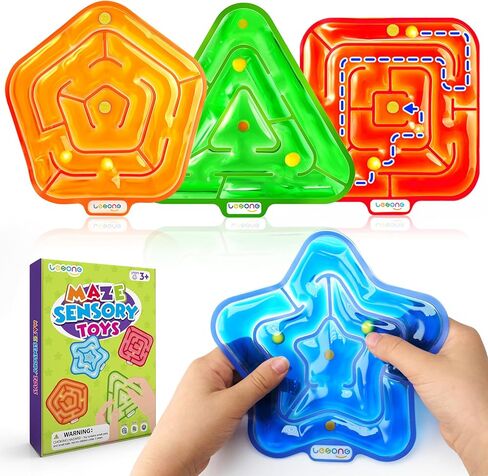LESONG Sensory Fidget Toys for Kids: Gel-Filled Squishy Fidget Maze - Calming Sensory Toys for Autism ADHD Classroom Travel - Prizes for Boys Girls (4 Pack) in Saudi Arabia