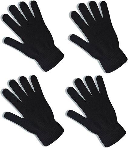2 Pairs Black Knit Gloves for Women Men Winter Warm Magic Gloves Cold Weather Mittens for Running Driving Cycling in Kuwait