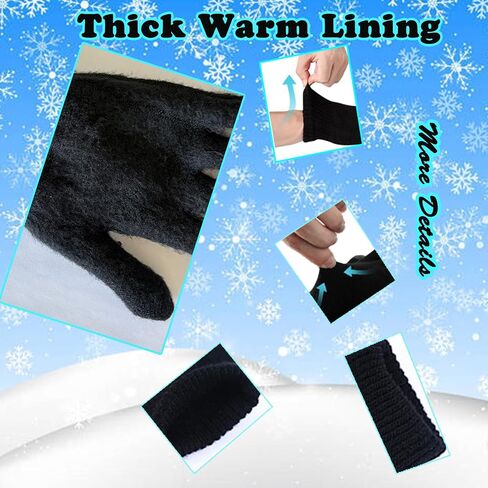 2 Pairs Black Knit Gloves for Women Men Winter Warm Magic Gloves Cold Weather Mittens for Running Driving Cycling in Kuwait