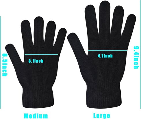 2 Pairs Black Knit Gloves for Women Men Winter Warm Magic Gloves Cold Weather Mittens for Running Driving Cycling in Kuwait