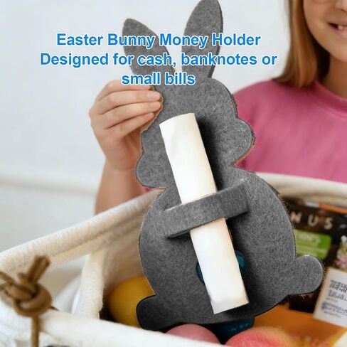 Haofy 6Pcs Easter Bunny Money Holders Felt Adorable Cash Gift Pouches for Kids Holiday Basket Stuffers Family Presents Light Grey Bulk Party Favors in Kuwait
