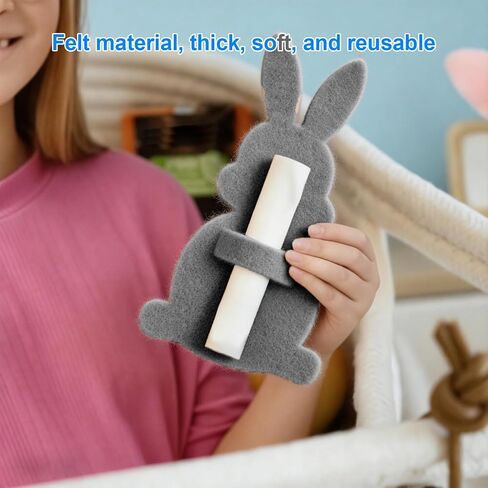 Haofy 6Pcs Easter Bunny Money Holders Felt Adorable Cash Gift Pouches for Kids Holiday Basket Stuffers Family Presents Light Grey Bulk Party Favors in Kuwait