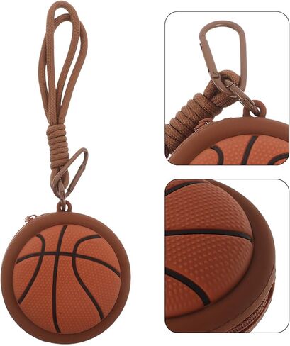 OSALADI Basketball Shaped Silicone Coin Purse Keychain Mini Wallet Organizer for Boys Sports Accessory School Carnival Party in Kuwait