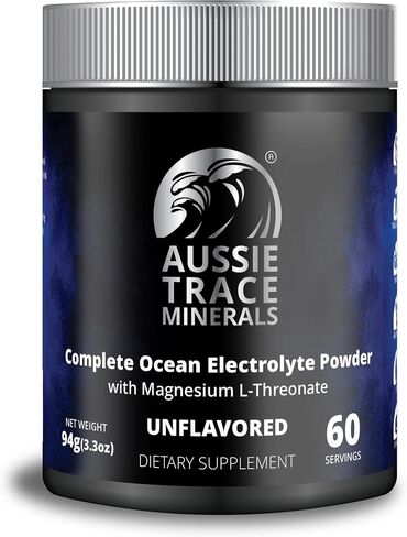 Aussie Trace Minerals Magnesium Hydration Powder | Supercharged Hydration, Recovery | Magnesium-Rich, Low Sodium | Ocean Minerals + Mag L‑Threonate | Sugar-Free, unflavored | 60 Serves | Vegan, Keto in Saudi Arabia
