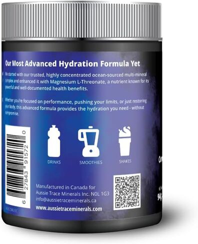Aussie Trace Minerals Magnesium Hydration Powder | Supercharged Hydration, Recovery | Magnesium-Rich, Low Sodium | Ocean Minerals + Mag L‑Threonate | Sugar-Free, unflavored | 60 Serves | Vegan, Keto in Saudi Arabia