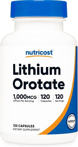 Nutricost Lithium Orotate (1,000mcg) 120 كبسولة - نباتية، خالية من الغلوتين، خالية من الكائنات المعدلة وراثيًا in Kuwait