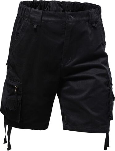 Outdoor Relaxed Cargo Shorts for Men Fit Running Fishing Shorts 8 Pockets Expandable Waist Cotton Hiking Shorts in Kuwait