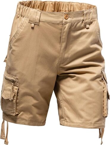 Outdoor Relaxed Cargo Shorts for Men Fit Running Fishing Shorts 8 Pockets Expandable Waist Cotton Hiking Shorts in Saudi Arabia