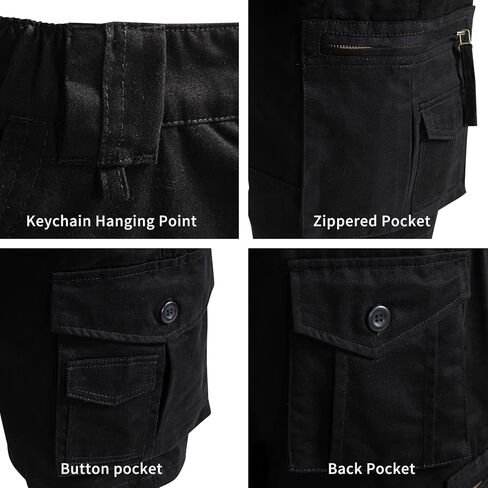 Outdoor Relaxed Cargo Shorts for Men Fit Running Fishing Shorts 8 Pockets Expandable Waist Cotton Hiking Shorts in Kuwait