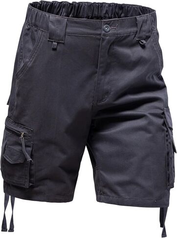 Outdoor Relaxed Cargo Shorts for Men Fit Running Fishing Shorts 8 Pockets Expandable Waist Cotton Hiking Shorts in Kuwait