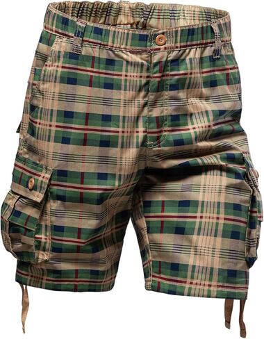 Mylldey Mens Plaid Shorts Relaxed Fit Mens Cargo Shorts Bermudas para Hombres Elastic Waist Cotton Men's Short Casual in Saudi Arabia