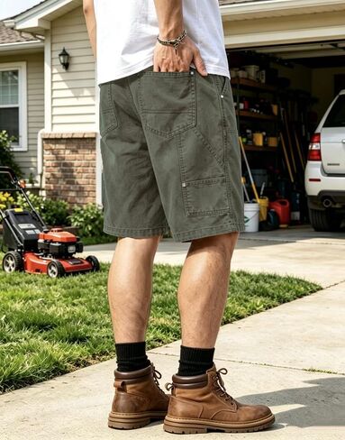 Msmsse Work Shorts for Men Relaxed Fit Durable Cargo Workwear Multi-Pocket Utility Shorts for Carpenter Painter in Saudi Arabia