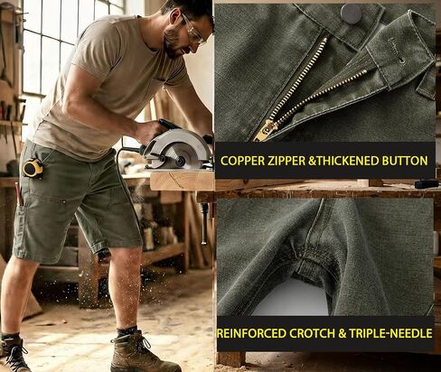 Msmsse Work Shorts for Men Relaxed Fit Durable Cargo Workwear Multi-Pocket Utility Shorts for Carpenter Painter in Saudi Arabia