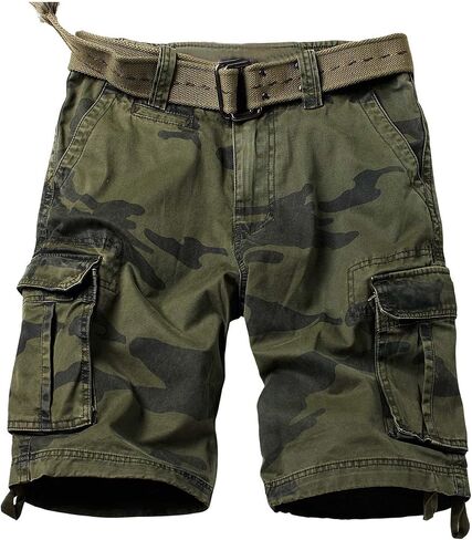شورت Camo Cargo للرجال من القطن كاجوال مريح مناسب للعمل في الهواء الطلق للرجال مع 6 جيوب in Kuwait