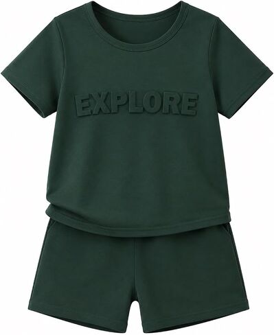 Boys Clothes Tie-Dye Letter Print Top + Casual Shorts 2PC Set Boys Summer Outfit Set for Aged 7-14 in Saudi Arabia