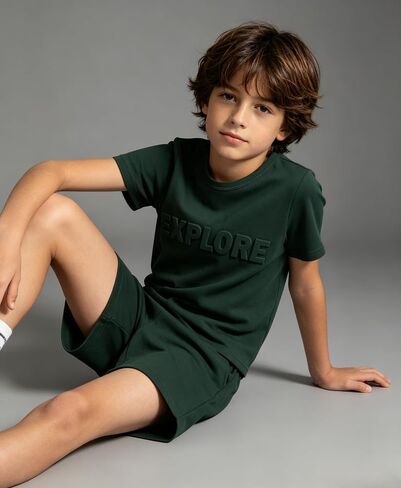 Boys Clothes Tie-Dye Letter Print Top + Casual Shorts 2PC Set Boys Summer Outfit Set for Aged 7-14 in Saudi Arabia