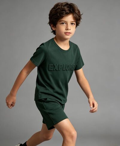 Boys Clothes Tie-Dye Letter Print Top + Casual Shorts 2PC Set Boys Summer Outfit Set for Aged 7-14 in Saudi Arabia