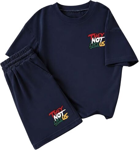 Boys Clothes Tie-Dye Letter Print Top + Casual Shorts 2PC Set Boys Summer Outfit Set for Aged 7-14 in Saudi Arabia