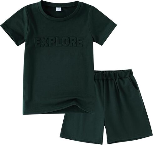 Boys Clothes Tie-Dye Letter Print Top + Casual Shorts 2PC Set Boys Summer Outfit Set for Aged 7-14 in Saudi Arabia