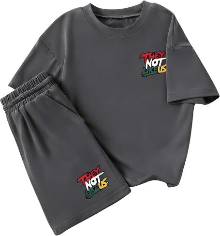 Boys Clothes Tie-Dye Letter Print Top + Casual Shorts 2PC Set Boys Summer Outfit Set for Aged 7-14 in Saudi Arabia