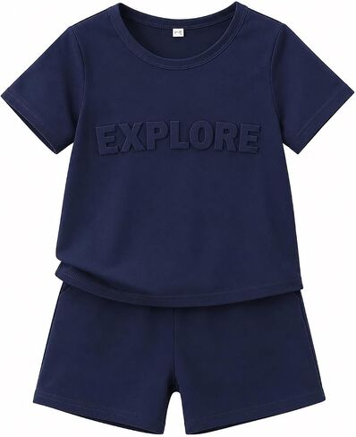 Boys Clothes Tie-Dye Letter Print Top + Casual Shorts 2PC Set Boys Summer Outfit Set for Aged 7-14 in Saudi Arabia