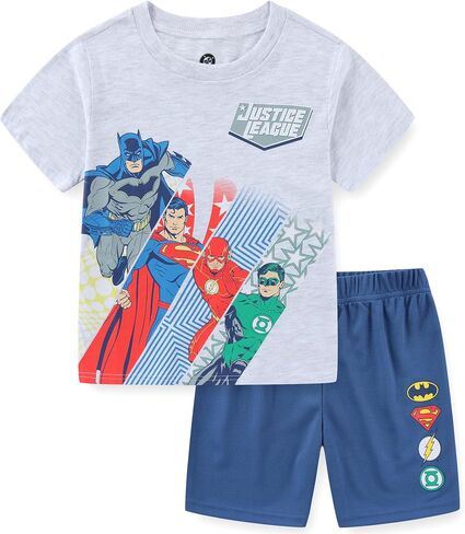 تي شيرت WARNER BROS Justice League Boys بأكمام قصيرة ومجموعة قصيرة شبكية للأطفال الصغار وحتى الأطفال الكبار in Kuwait