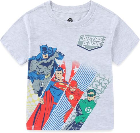 تي شيرت WARNER BROS Justice League Boys بأكمام قصيرة ومجموعة قصيرة شبكية للأطفال الصغار وحتى الأطفال الكبار in Kuwait