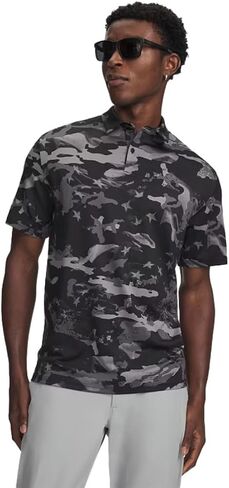 Under Armour Freedom Match Play Men's Short Sleeve Polo - Printed, Black/Titanium in Kuwait