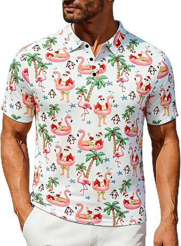 Golf Shirts Polo Shirt for Men Short Sleeve Golf Polo Shirts Performance Funny Print Mens Shirt in Saudi Arabia