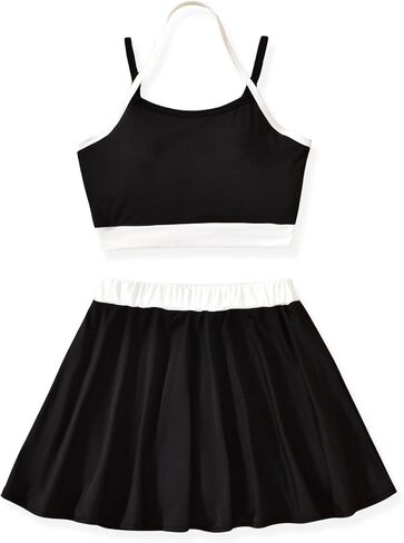 HIHA Girls Halter Cami Tops Athletic Skirt With Built-in Shorts Size 6-12 in Kuwait