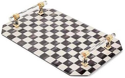 MACKENZIE-CHILDS Jewelry Tray with Handles, Decorative Trinket Tray, Black-and-White Courtly Check in Kuwait