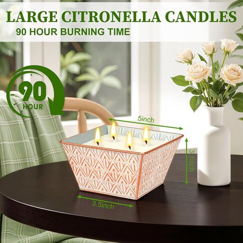 Citronella Candles Outdoor –Large Citronella Candle 30oz 4 Wicks 180-Hour Burn Time, Outdoor Candles for Patio, Backyard, Home, Balcony, Camping, Emergency & Survival in Saudi Arabia
