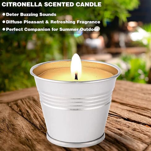 Citronella Candles Outdoor, 12 Pack Citronella Candle Set Made with Citronella Oils and Natural Soy Wax, 120 Hour Burn Time, 2 oz Small Bucket Candles for Patio, Home, Backyard in Kuwait