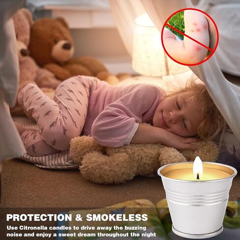 Citronella Candles Outdoor, 12 Pack Citronella Candle Set Made with Citronella Oils and Natural Soy Wax, 120 Hour Burn Time, 2 oz Small Bucket Candles for Patio, Home, Backyard in Kuwait