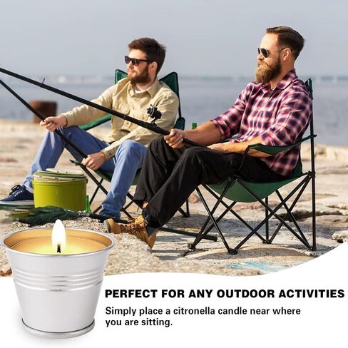Citronella Candles Outdoor, 12 Pack Citronella Candle Set Made with Citronella Oils and Natural Soy Wax, 120 Hour Burn Time, 2 oz Small Bucket Candles for Patio, Home, Backyard in Kuwait