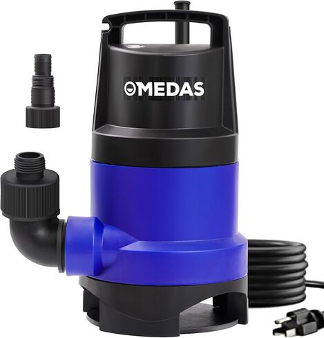 MEDAS 1HP 3434 GPH Sump Pump Submersible Clean/Dirty Water Pump Portable Utility Pump with 16.4ft Cord for Swimming Pool Garden Basement Tub Pond Draining in Kuwait