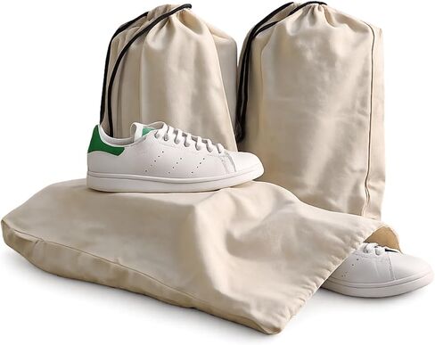 3 Pack Shoe Bags for Travel, Drawstring Portable Shoe Bags for Storage, Travel Essential Cotton Footwear Laundry Bag For Men & Women, Dustproof Reusable Organizer Bags for Sneakers: 19"x15" in Saudi Arabia