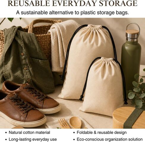 3 Pack Shoe Bags for Travel, Drawstring Portable Shoe Bags for Storage, Travel Essential Cotton Footwear Laundry Bag For Men & Women, Dustproof Reusable Organizer Bags for Sneakers: 19"x15" in Saudi Arabia
