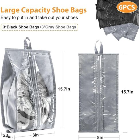 Shoe Bags for Traveling 6 Pack - Random Color Waterproof Shoe Storage Organizer with Durable Zippers, Lightweight Portable Shoe Bags for Travel, Cruise, Gym in Kuwait