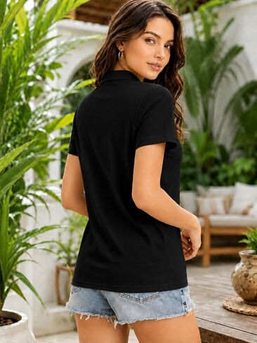 Womens 3 Button Polo Shirt Quick Dry Breathable Casual Daily Short Sleeve Summer Beach Vacation Tops in Kuwait
