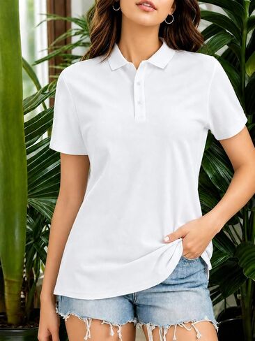 Womens 3 Button Polo Shirt Quick Dry Breathable Casual Daily Short Sleeve Summer Beach Vacation Tops in Kuwait