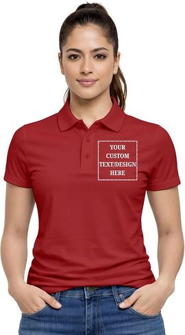 Women’s Custom Polo T-Shirt | Personalized Logo Text Print | Premium Cotton Collared Short Sleeve Tee in Saudi Arabia