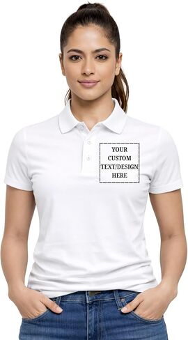 Women’s Custom Polo T-Shirt | Personalized Logo Text Print | Premium Cotton Collared Short Sleeve Tee in Kuwait