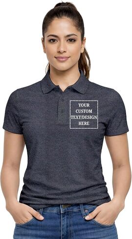 Women’s Custom Polo T-Shirt | Personalized Logo Text Print | Premium Cotton Collared Short Sleeve Tee in Kuwait