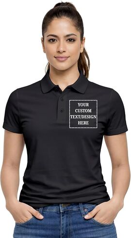 Women’s Custom Polo T-Shirt | Personalized Logo Text Print | Premium Cotton Collared Short Sleeve Tee in Kuwait