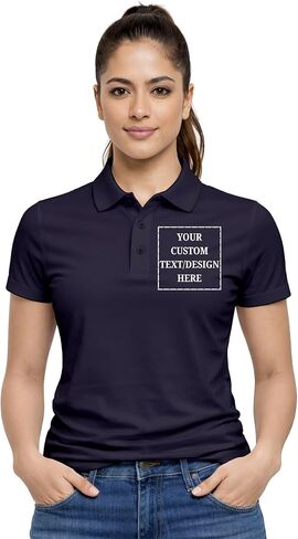 Women’s Custom Polo T-Shirt | Personalized Logo Text Print | Premium Cotton Collared Short Sleeve Tee in Kuwait